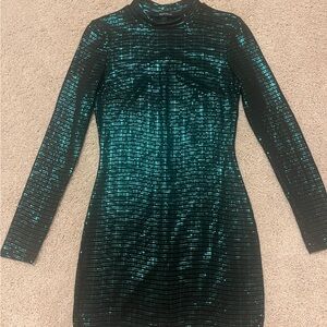 Speechless Black/Green Sequin Mini Dress